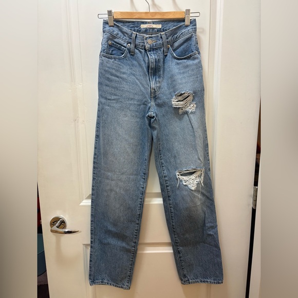 Levi's Denim - Levi's Light Blue Distressed Flare Jeans